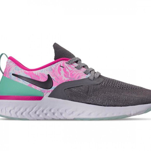 NIKE ODYSSEY REACT FLYKNIT 2 GUNSMOKE/LASER FUCHSIA/TROPICAL TWIST - Picture 1 of 10